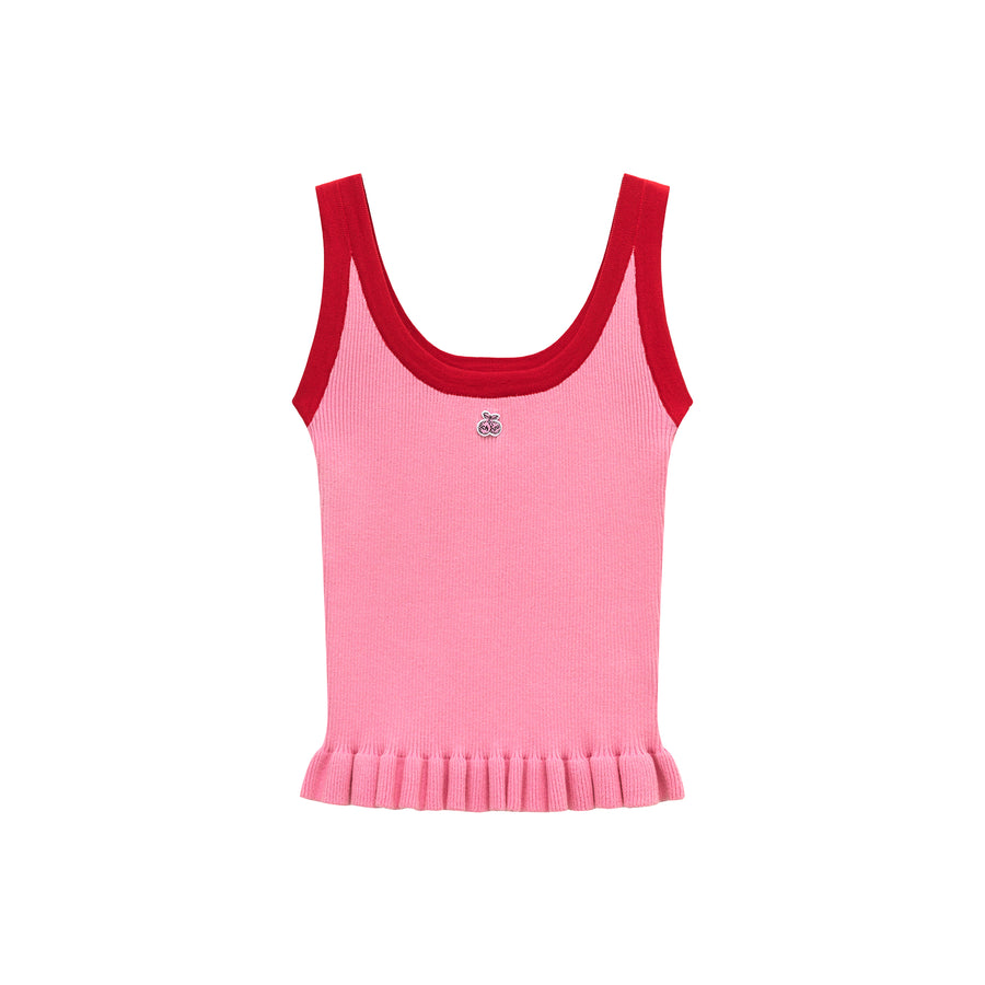 CHUU Cherry Detail Knit Sleeveless Top