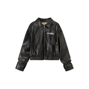 Logo Oversized Leather Jacket