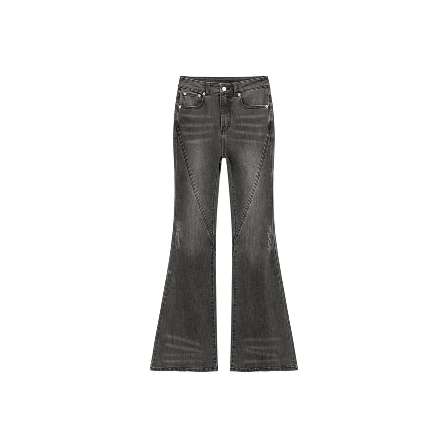 CHUU Lightly Distressed Slim Bootcut Denim Jeans