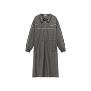 Half Zip-Up Elastic Long Dress