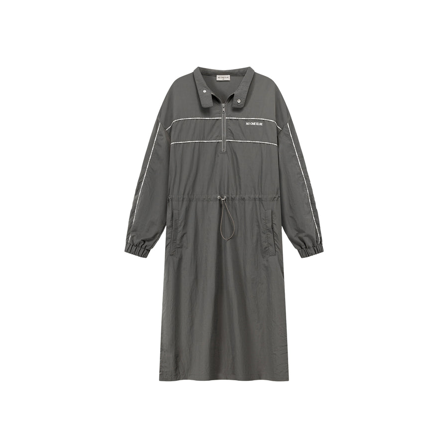 CHUU Half Zip-Up Elastic Long Dress