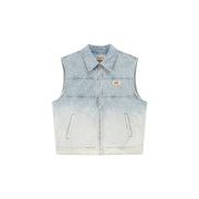 Collar Zip-Up Denim Vest