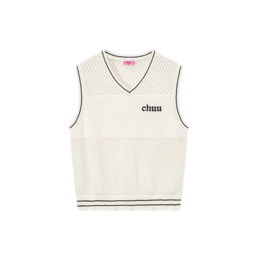 CHUU Hole Pattern Knit Sweater Vest