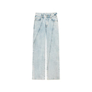 Lined Stitch Wide Denim Pants