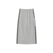 Side Line Pocket Logo Sporty Long Sweat Skirt