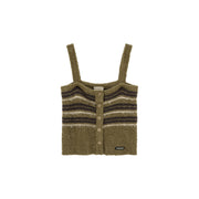 Striped Fuzzy Sleeveless Bustier Top