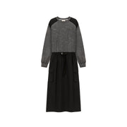 Contrast Pocket Long Dress