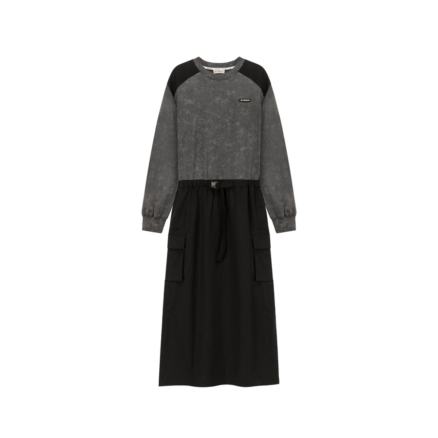 CHUU Contrast Pocket Long Dress