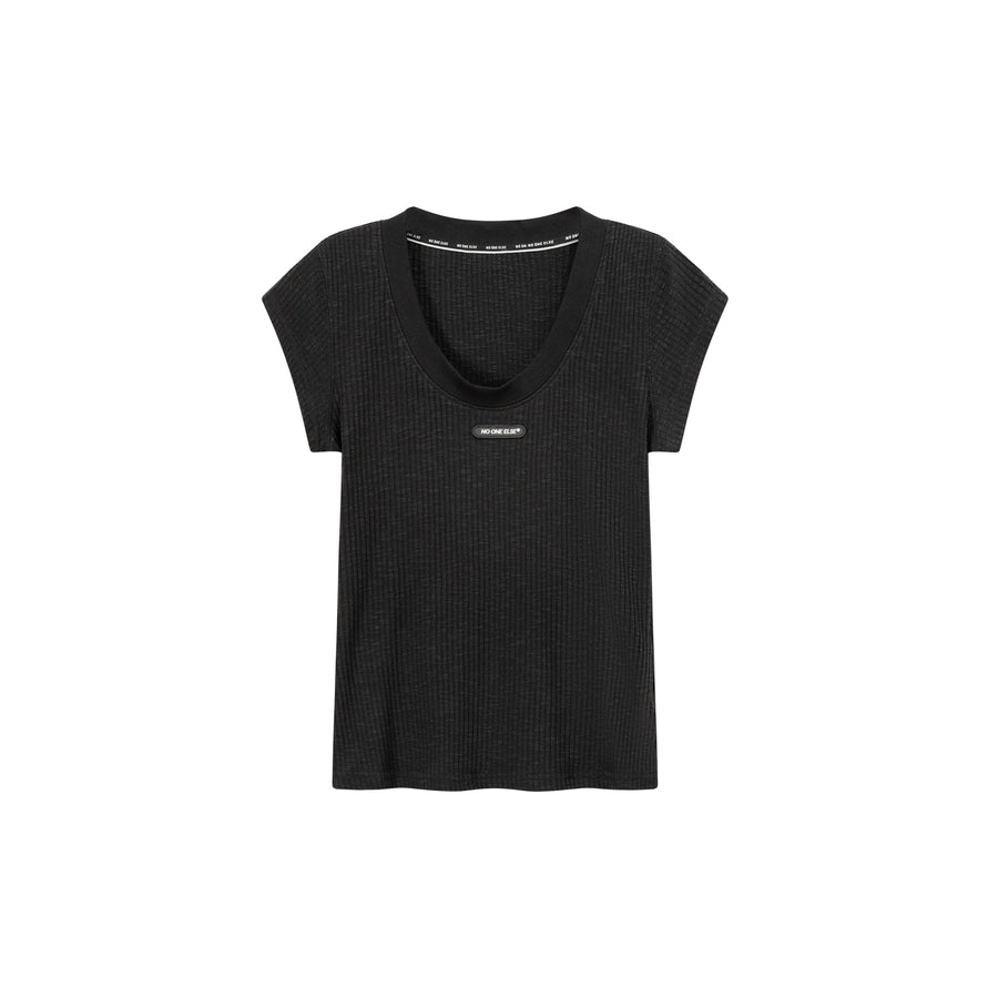 CHUU Simple Ribbed Slimfit T-Shirt