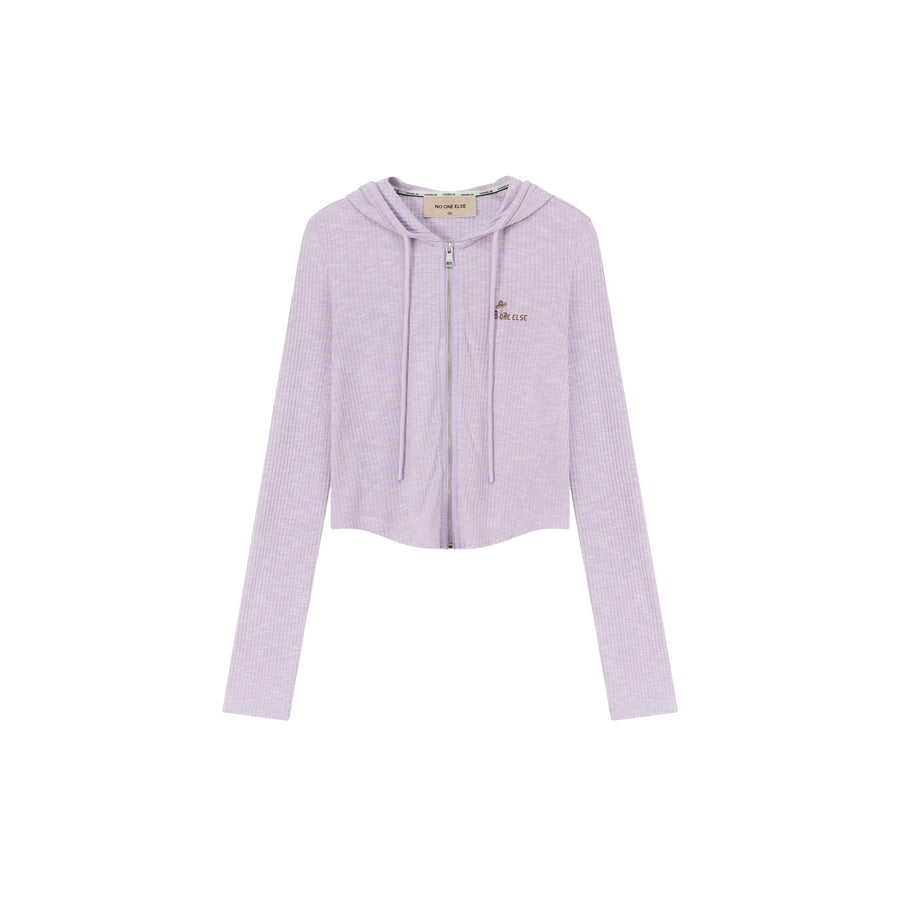 CHUU Mushroom Hooded Slimfit Zip-Up Cardigan