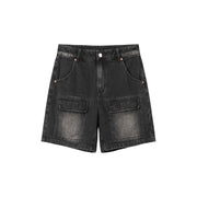 Black Denim Baggy Bermuda Shorts