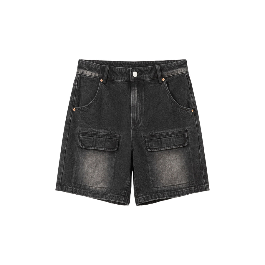 CHUU Black Denim Baggy Bermuda Shorts