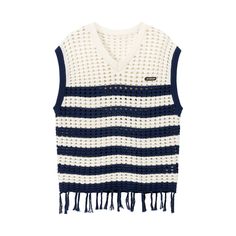 CHUU V Neck Color Contrast Stripe Knit Sweater Vest