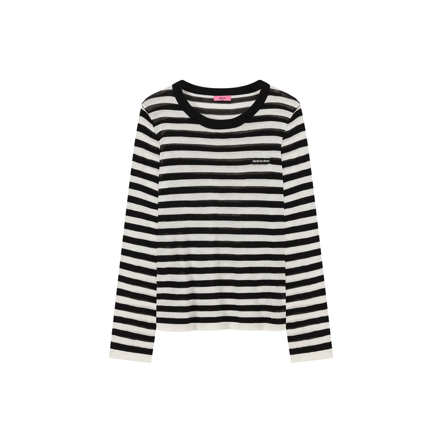 CHUU Stripe Knit Long Sleeve Top