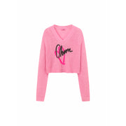 Logo Heart V-Neck Knit Sweater