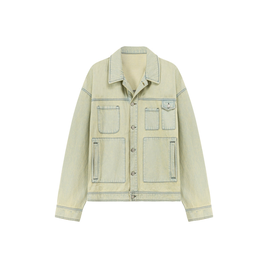 CHUU Color Lined Pocket Denim Jacket