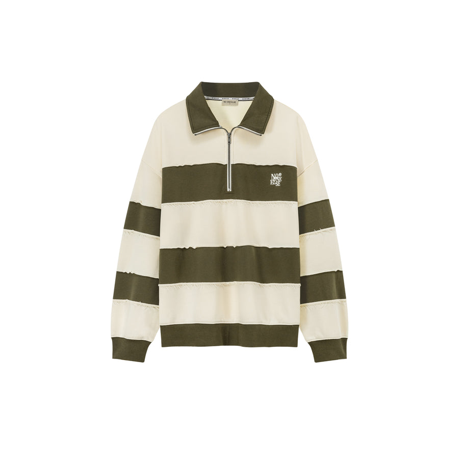 CHUU Half Zip-Up Color Striped Sweatshirt