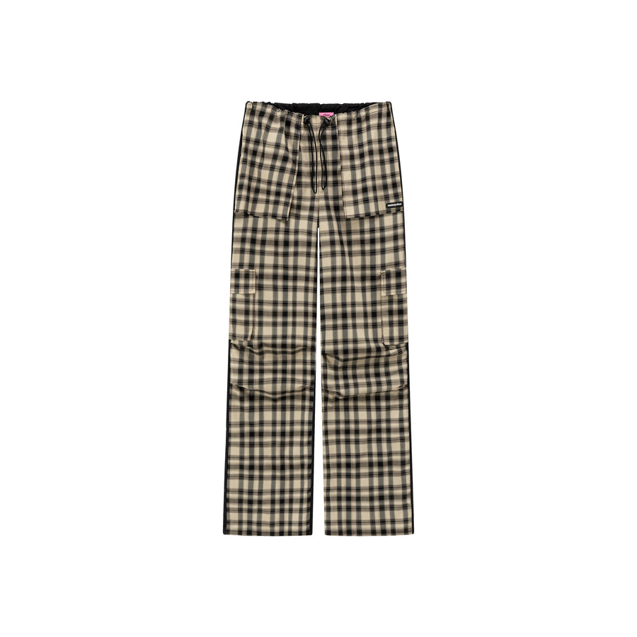 CHUU Checked Cargo Contrasting Color Casual Pants