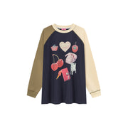 Cute Item Printed Color Raglan T-Shirt