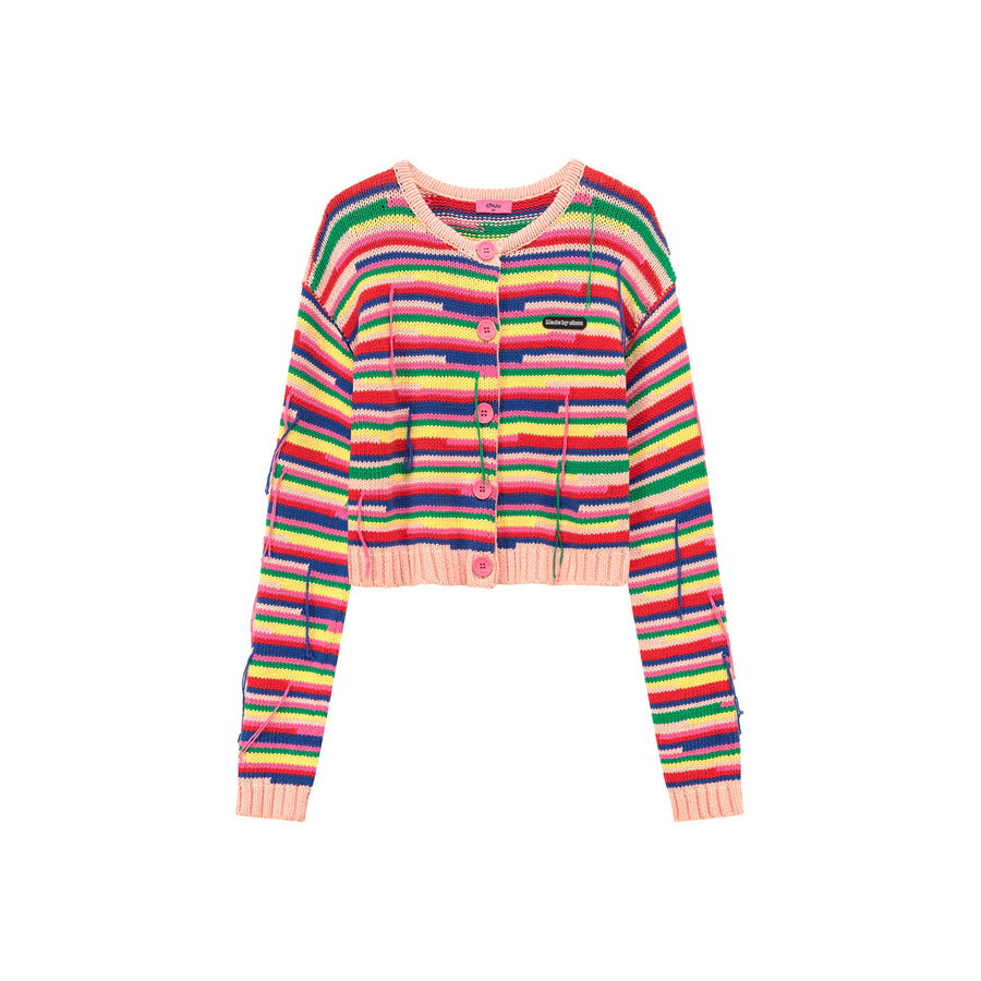 CHUU Rainbow Knit Cardigan