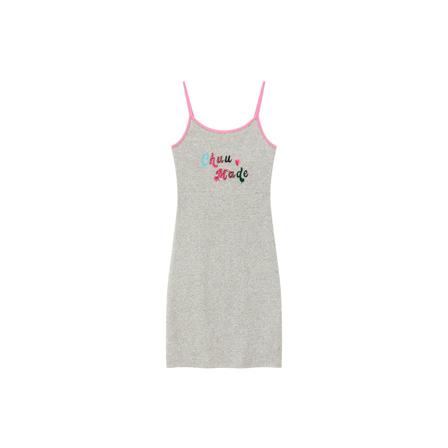 CHUU Chuu Made Heart Embroidered Sleeveless Mini Dress