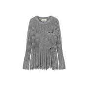 Side Front Slit Long Knit Sweater