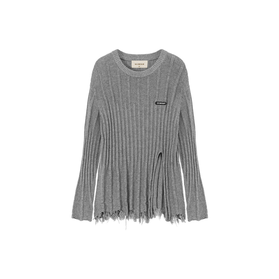 CHUU Side Front Slit Long Knit Sweater