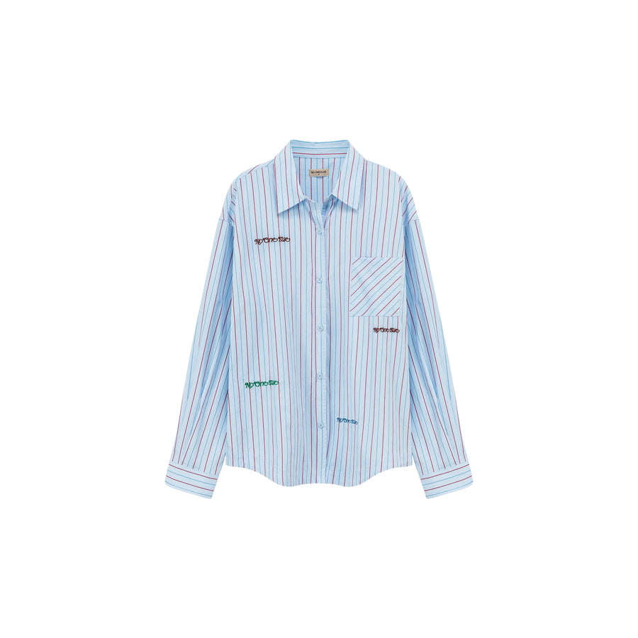 CHUU Embroidered Striped Basic Shirt