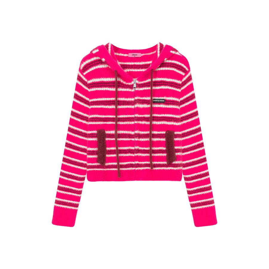 CHUU Striped Hooded Basic Zip-Up