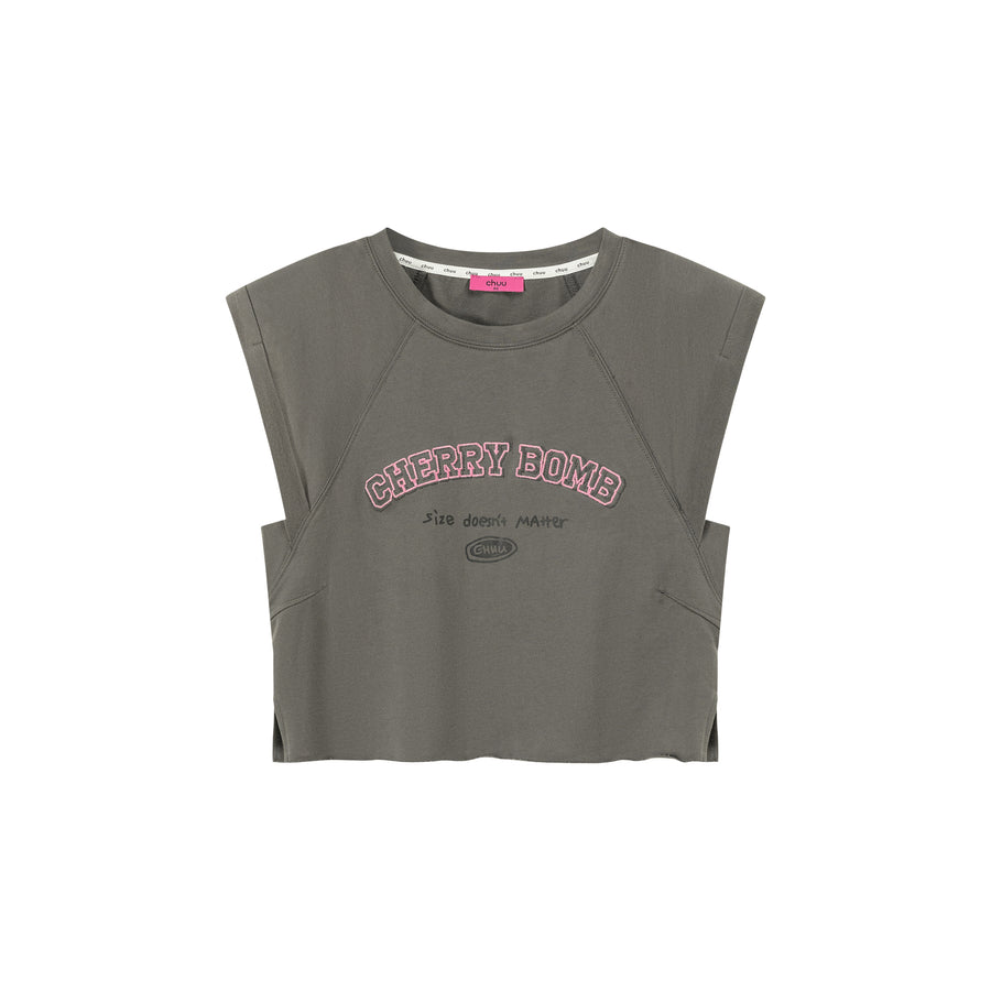 CHUU Cherry Bomb Embroidered Cropped Boxy T-Shirt