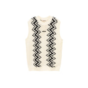 Wavy Sleeveless Knit Sweater