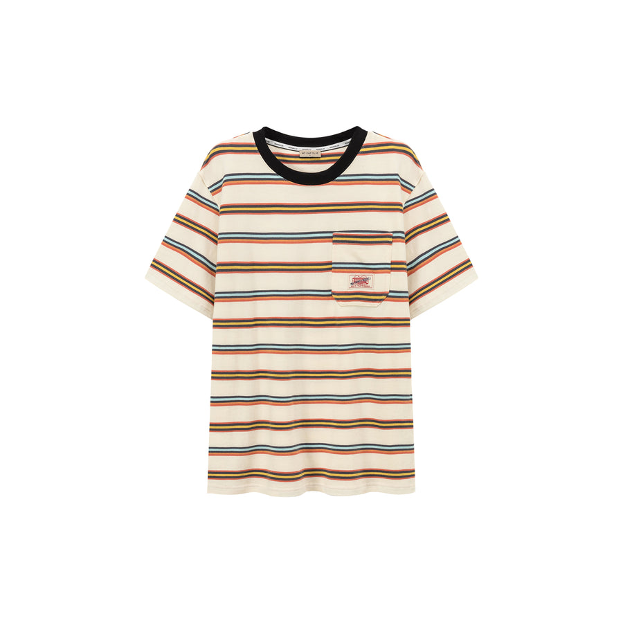 CHUU Baby Girl Cotton Striped Boxy T-Shirt