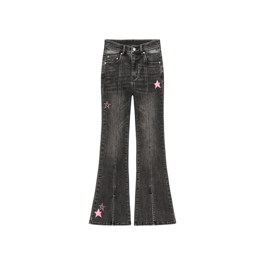 CHUU Waist Slit Star Bootcut Denim Jeans