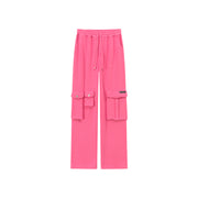 Pocket Elastic Waist Casual Pants