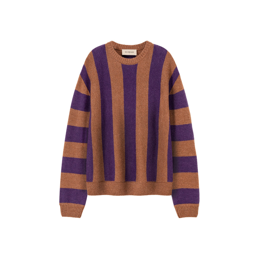 CHUU Vintage Color Scheme Stripe Knit Sweater