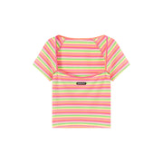 Rainbow Stripe Square Neck T-Shirt