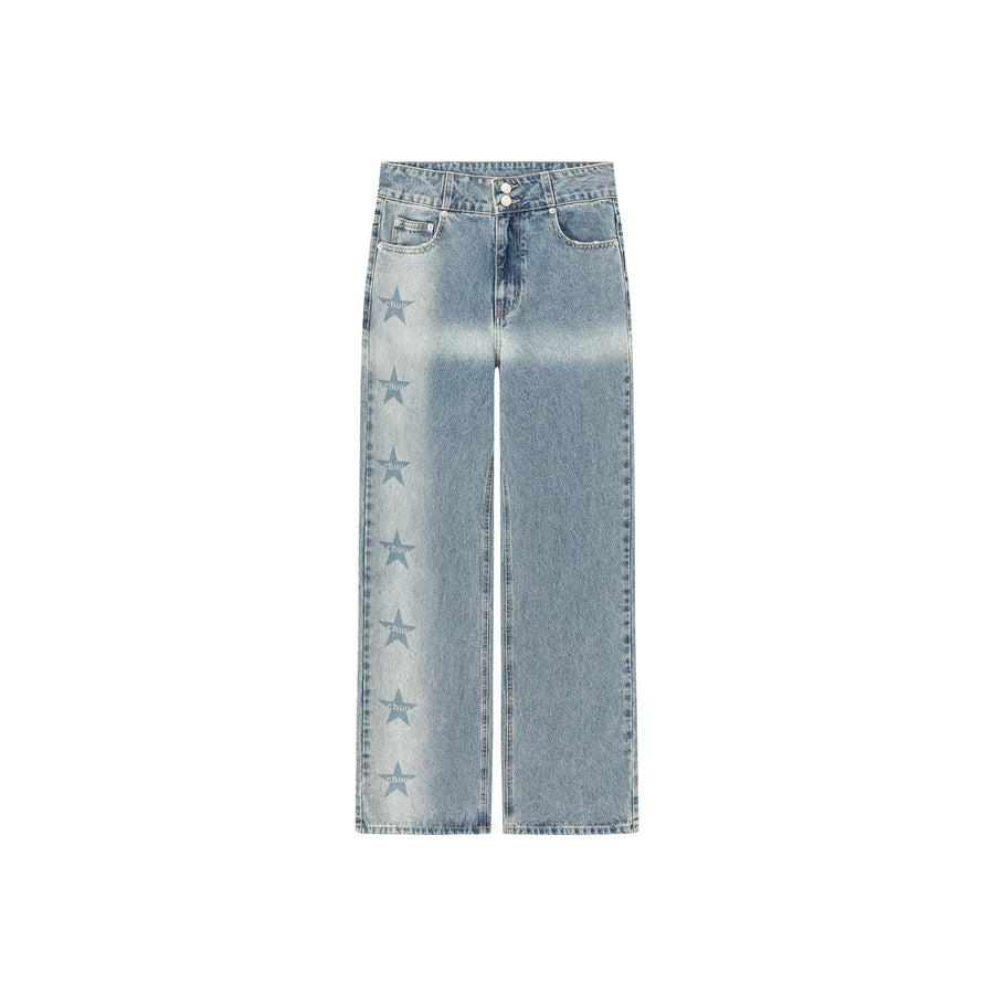 CHUU Side Logo Star Wide Denim Jeans