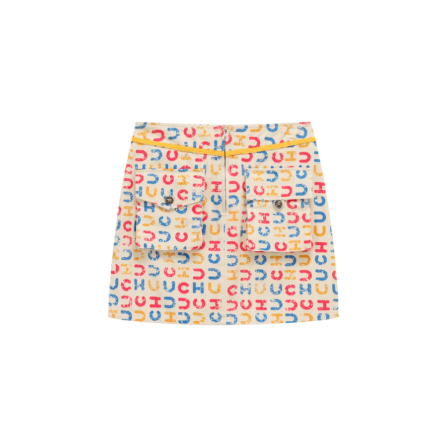 CHUU Chuu Logo Color Pattern Pocket Mini Skirt