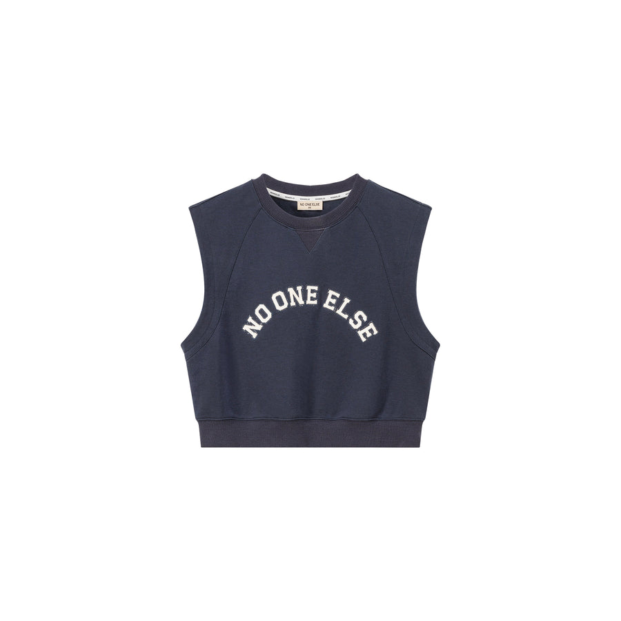 CHUU Noe Logo Cropped Sleeveless Sweatshirt