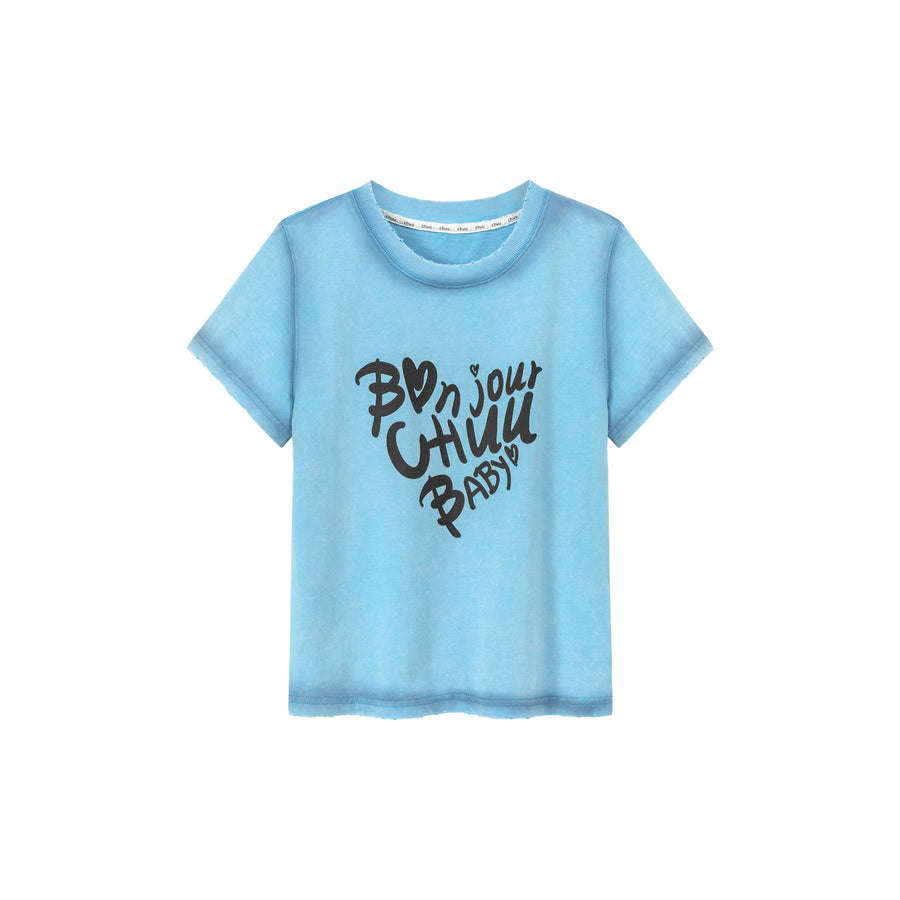 CHUU Bonjour Logo Lettering Sporty T-Shirt