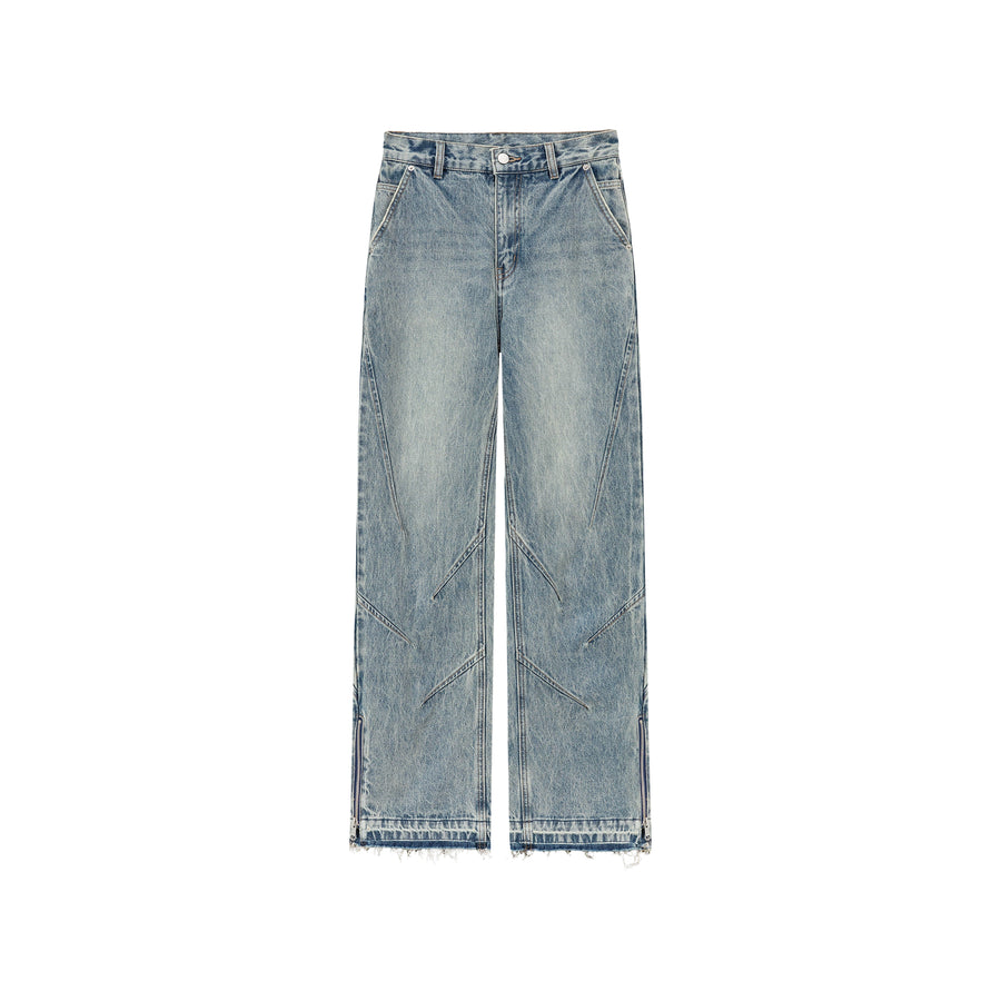 CHUU Simple Lined Leg Wide Denim Jeans