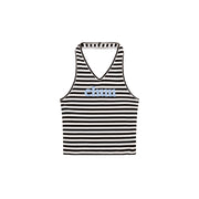 Logo Halter Neck Color Stripe Sleeveless Top