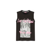 Over The Rainbow Printed Boxy Sleeveless Mid Length T-Shirt