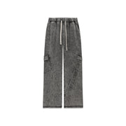 Elastic Waist Casual Diagonal Pocket Wide Leg Pants