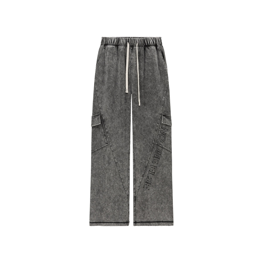 CHUU Elastic Waist Casual Diagonal Pocket Wide Leg Pants