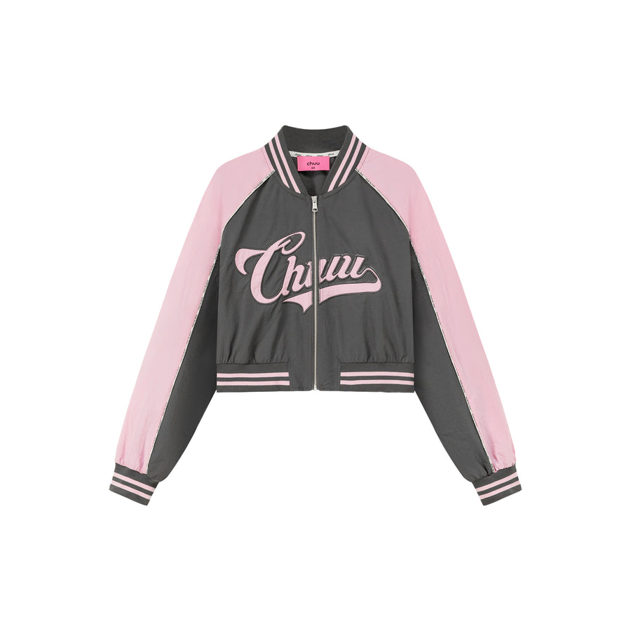 CHUU Logo Colored Zip-Up Varsity Jacket