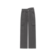 Pocket Side Slit Straight Pants