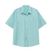 Vertical Striped Short-Sleeved Shirt