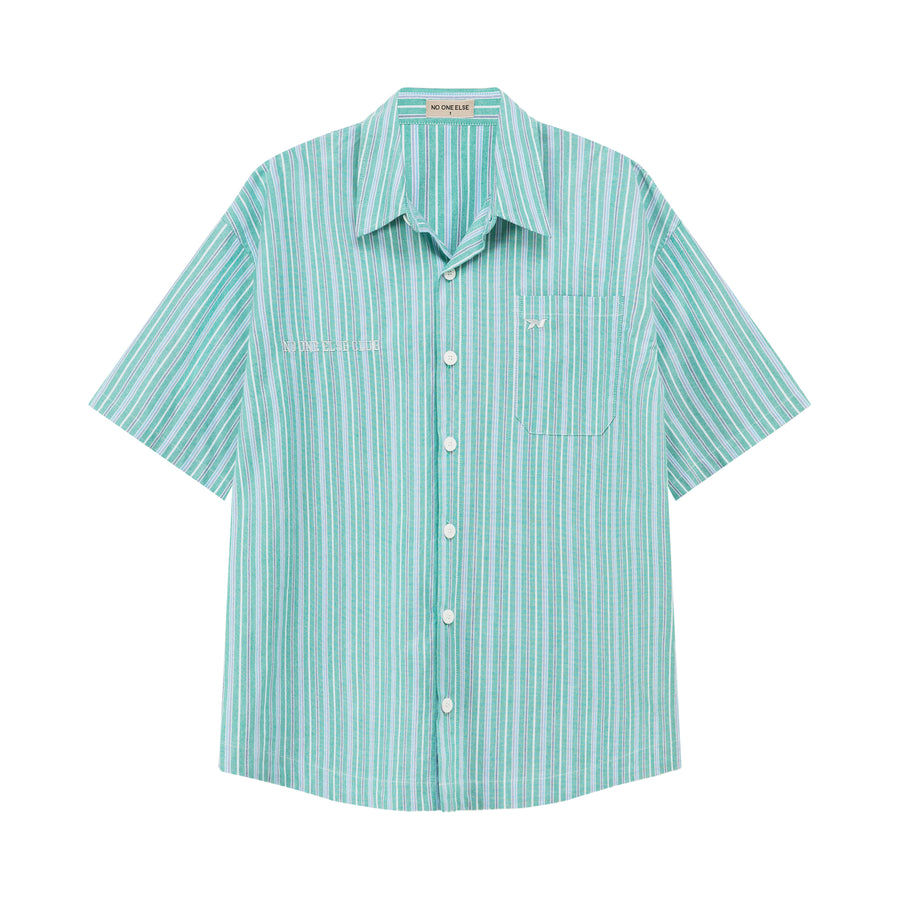 CHUU Vertical Striped Short-Sleeved Shirt