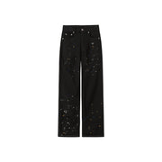 Paint Splatter Cotton Straight Pants